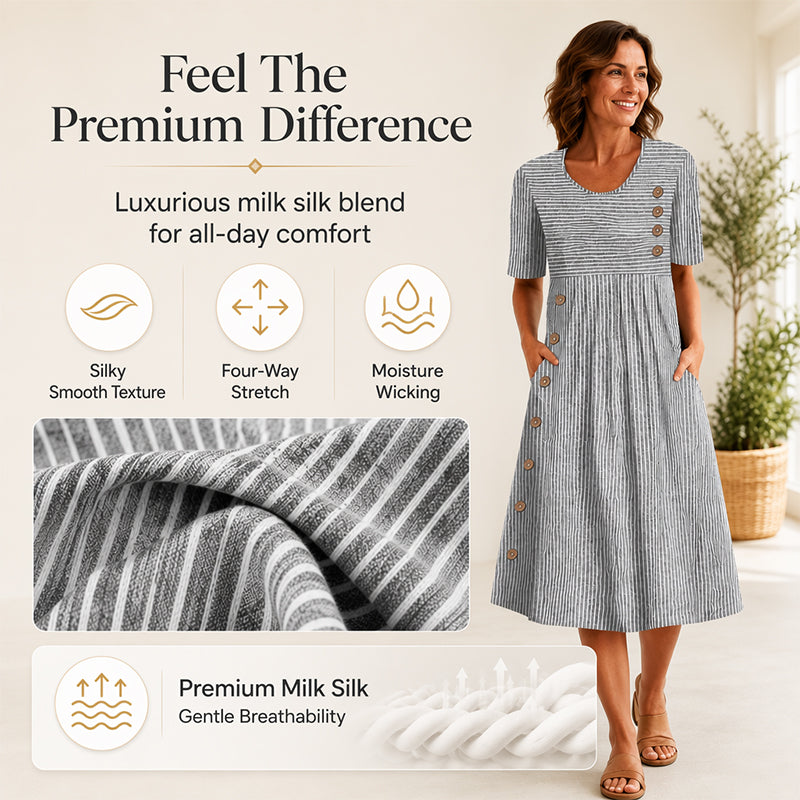 🎉 LIMITED TIME 50% OFF! 👗 Striped Pocket Dress – Soft & Versatile Everyday Style
