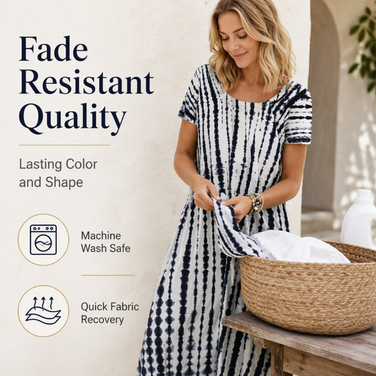 Trending Now⭐💃 Flowy Tie-Dye Midi with Elegant Drape – Versatile Style for Vacations & Urban Strolls