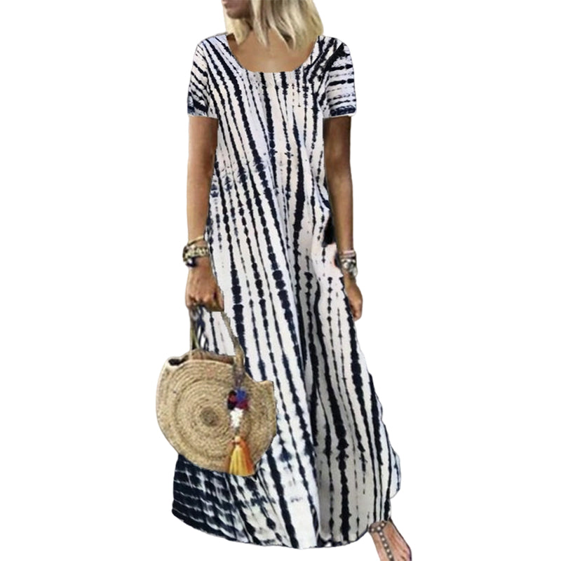 Trending Now⭐💃 Flowy Tie-Dye Midi with Elegant Drape – Versatile Style for Vacations & Urban Strolls