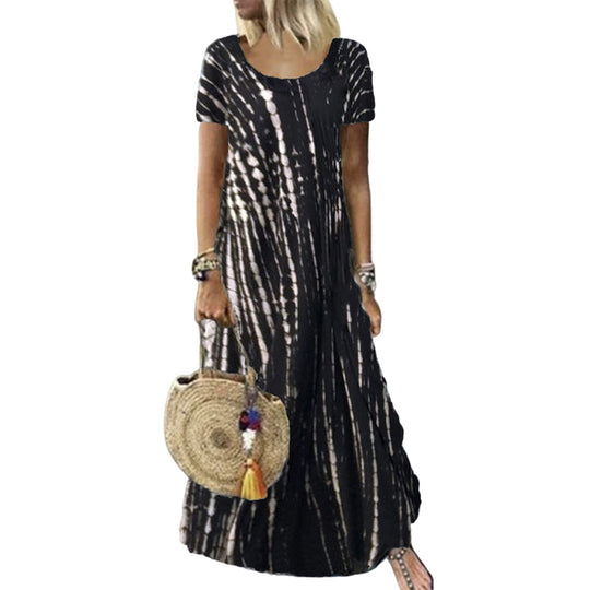 Trending Now⭐💃 Flowy Tie-Dye Midi with Elegant Drape – Versatile Style for Vacations & Urban Strolls
