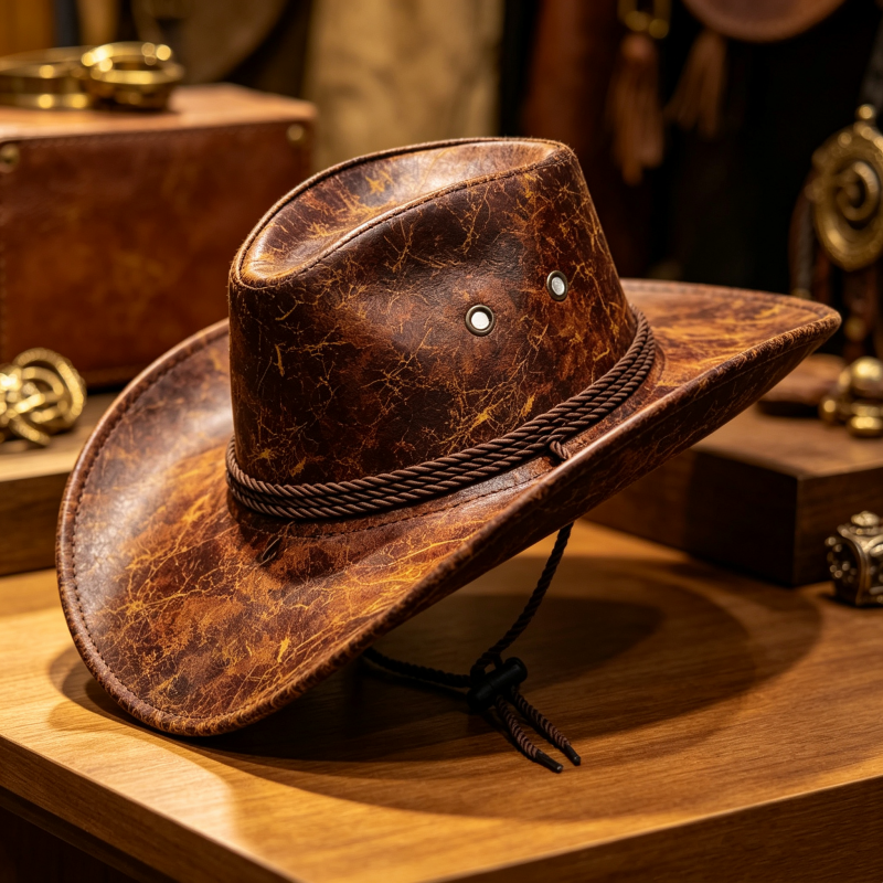 🤠50% OFF NOW ! 🌟Vintage Wide Brim Cowboy Hat with Strap – Distressed Western Fedora with Metal Decor, All-Season Sun Hat for Men & Women