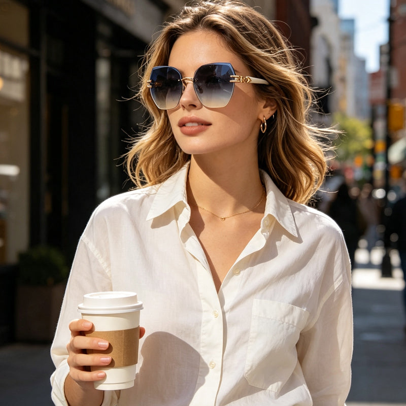 🎉 2026 SALE 50% OFF! ⏰ Statement Rimless Sunglasses – Bold Face, Zero Blind Spots ✨