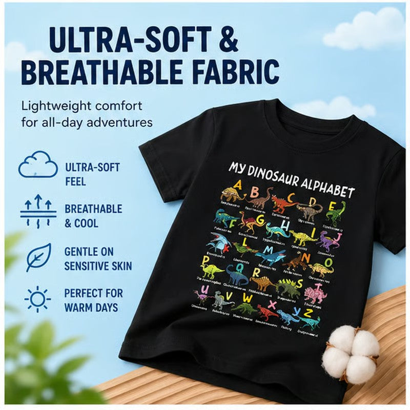 🦖Hot Sale 50% OFF✨Kids Dinosaur Alphabet Graphic T-Shirt