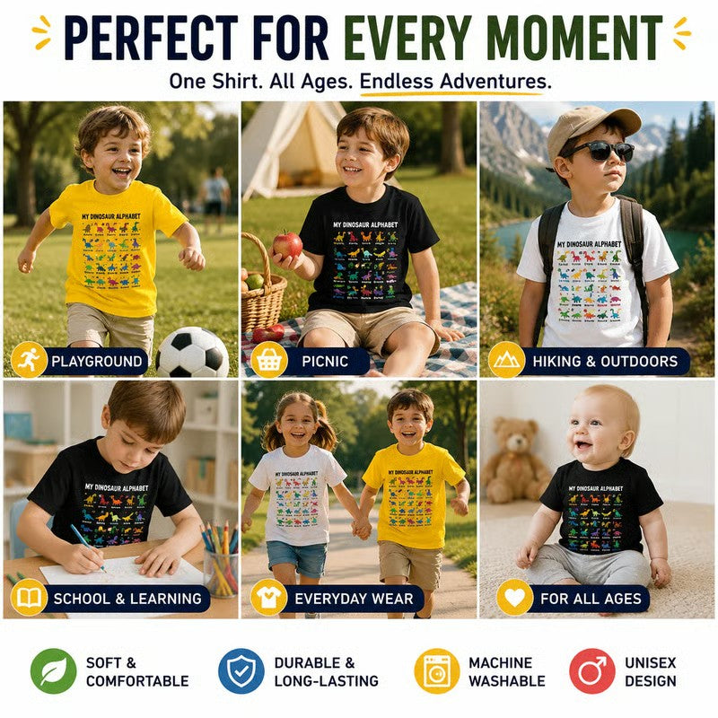 🦖Hot Sale 50% OFF✨Kids Dinosaur Alphabet Graphic T-Shirt
