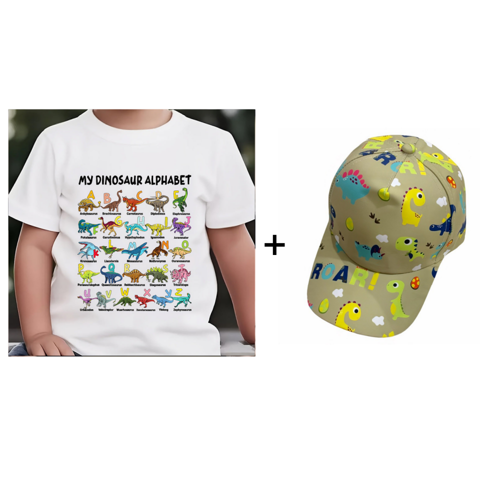 🦖Hot Sale 50% OFF✨Kids Dinosaur Alphabet Graphic T-Shirt