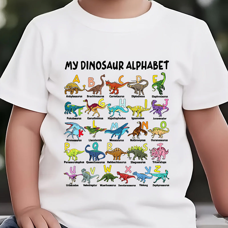 🦖Hot Sale 50% OFF✨Kids Dinosaur Alphabet Graphic T-Shirt