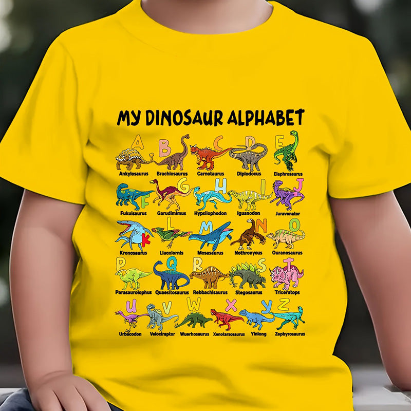 T-shirt graphique alphabet dinosaure pour enfants