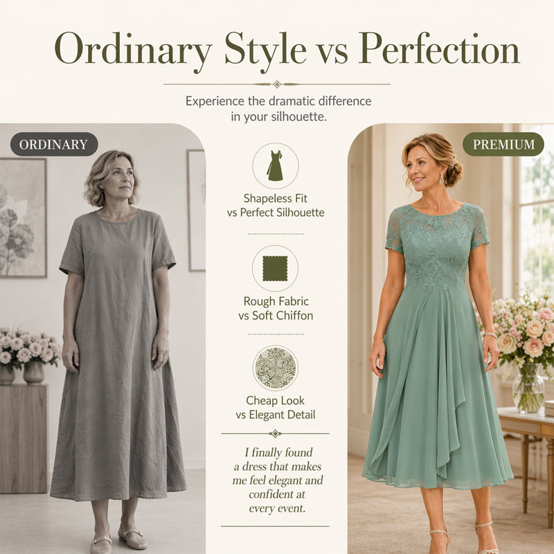 🎉 LIMITED TIME 50% OFF! 👗 Women’s Elegant Round Neck Dress – Lace Detail, Flowing Silhouette & Waist-Defining Fit 🌸