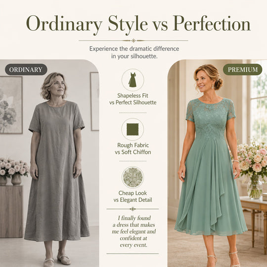 🎉 LIMITED TIME 50% OFF! 👗 Women’s Elegant Round Neck Dress – Lace Detail, Flowing Silhouette & Waist-Defining Fit 🌸