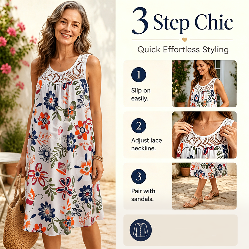 Floral Swing Dress – 4-Way Stretch & Breezy Fit