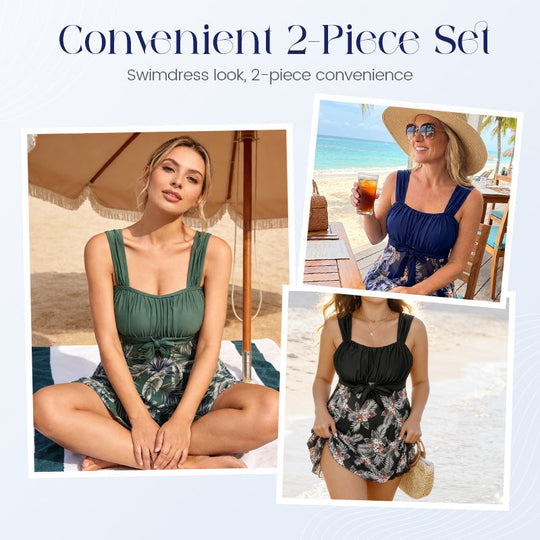 🎉 2026 Sale — Over 36,200 Sold!🌊 Plus Size Tummy Control 2‑Piece Swimsuit Set – Elegant ✨