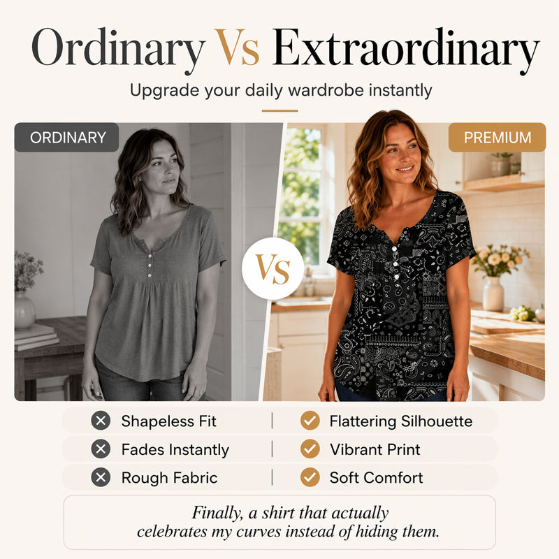 Women's Plus-Size V-Neck Top – Soft & Breathable Pattern Design