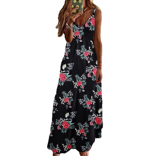 🌻 Women's Sunflower V-Neck Maxi Dress – Lightweight, Flowy & Perfect For Sunny Days ✨