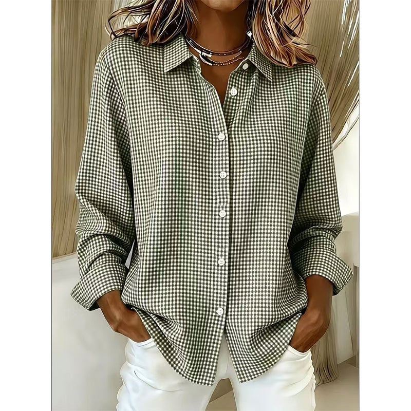✨🛍️Nouveauté - Chemise à carreaux coupe décontractée - Style moderne à col pour les sorties décontractées et les pauses café