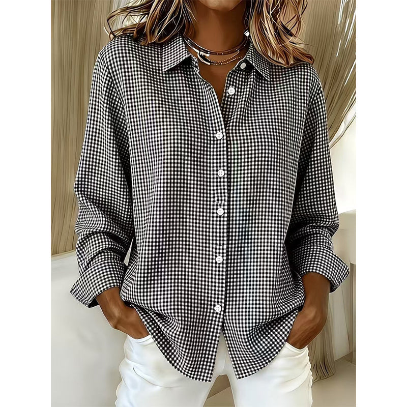 ✨🛍️Nouveauté - Chemise à carreaux coupe décontractée - Style moderne à col pour les sorties décontractées et les pauses café