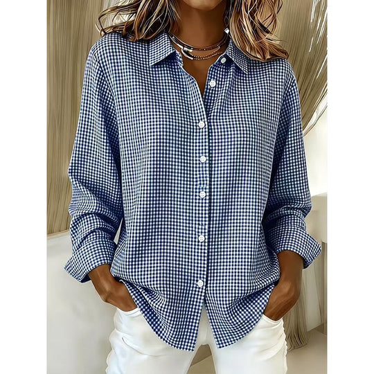 ✨🛍️Nouveauté - Chemise à carreaux coupe décontractée - Style moderne à col pour les sorties décontractées et les pauses café