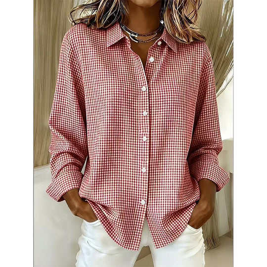 ✨🛍️Nouveauté - Chemise à carreaux coupe décontractée - Style moderne à col pour les sorties décontractées et les pauses café