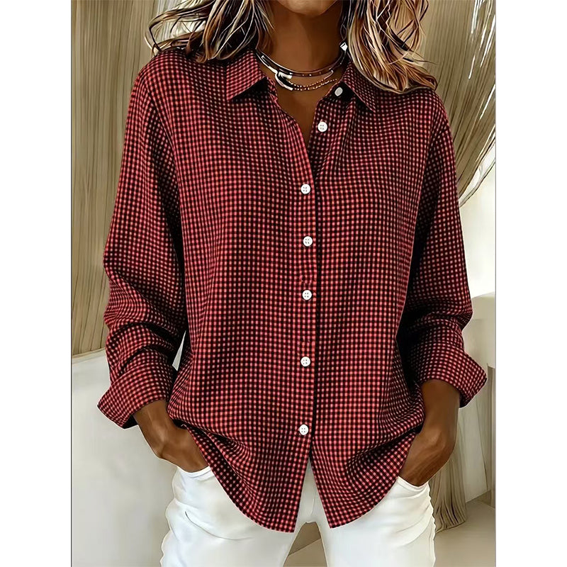 ✨🛍️Nouveauté - Chemise à carreaux coupe décontractée - Style moderne à col pour les sorties décontractées et les pauses café