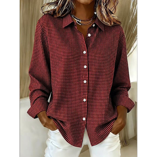 ✨🛍️Nouveauté - Chemise à carreaux coupe décontractée - Style moderne à col pour les sorties décontractées et les pauses café
