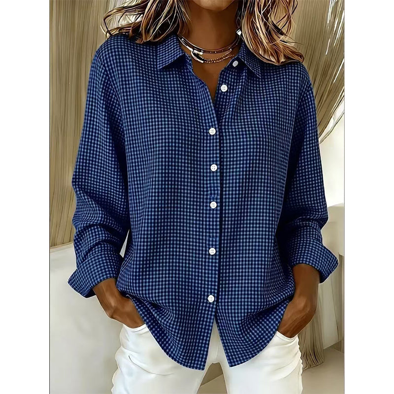 ✨🛍️Nouveauté - Chemise à carreaux coupe décontractée - Style moderne à col pour les sorties décontractées et les pauses café