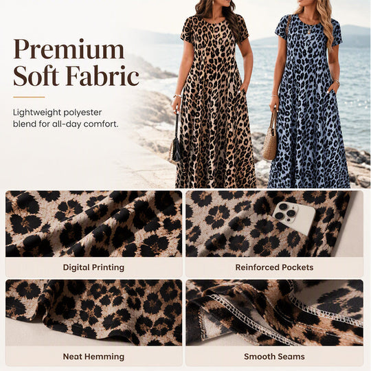 Leopard Maxi Dress – Flowing & Versatile Style Design
