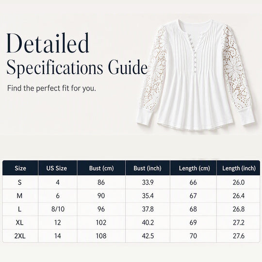 Women's Casual Lace Long-Sleeved V-Neck Top