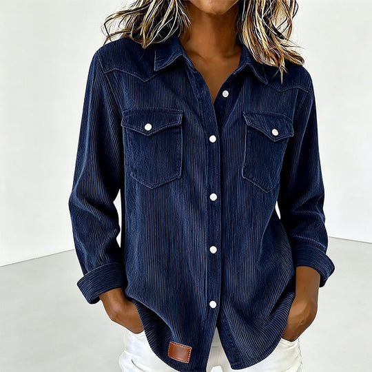 Women's Casual Ribbed Button Down Shirt
