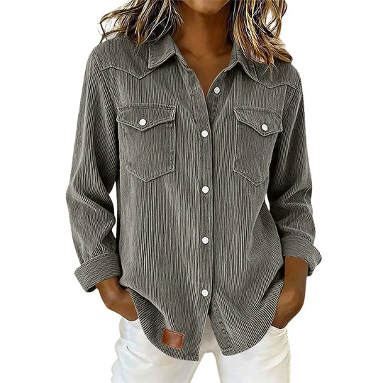 Women's Casual Ribbed Button Down Shirt