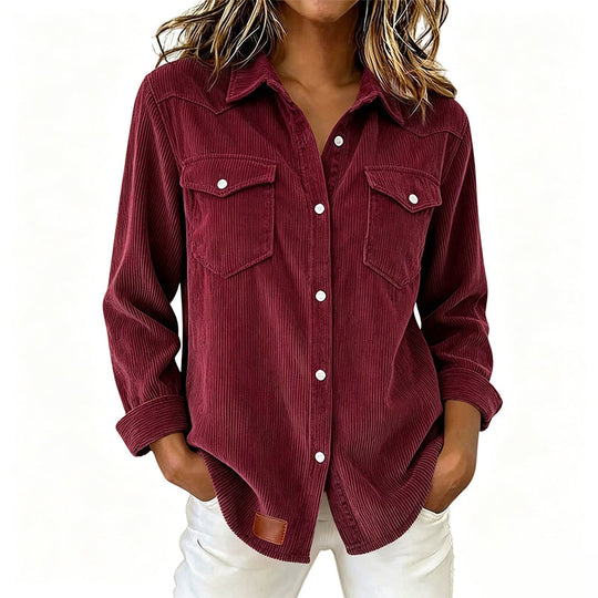 Women's Casual Ribbed Button Down Shirt