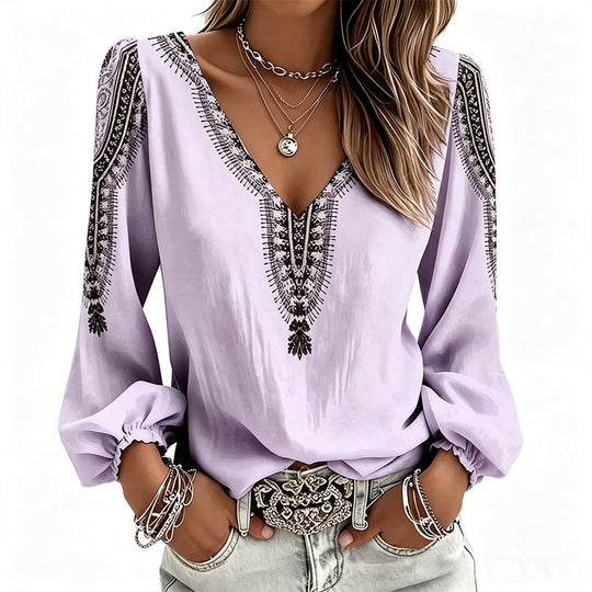✨🛍️Fresh Drop - V-Neck 3D Print Long Sleeve – Flattering Fit & Modern Aesthetic for Any Wardrobe