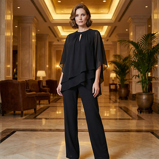 Women's Elegant Asymmetrical Two-Piece Pant Set