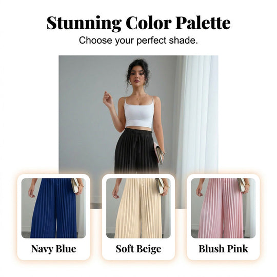 Best Seller🔥 👖 Pleated wide-leg pants with an adjustable drawstring – soft drape and wrinkle-free elegance