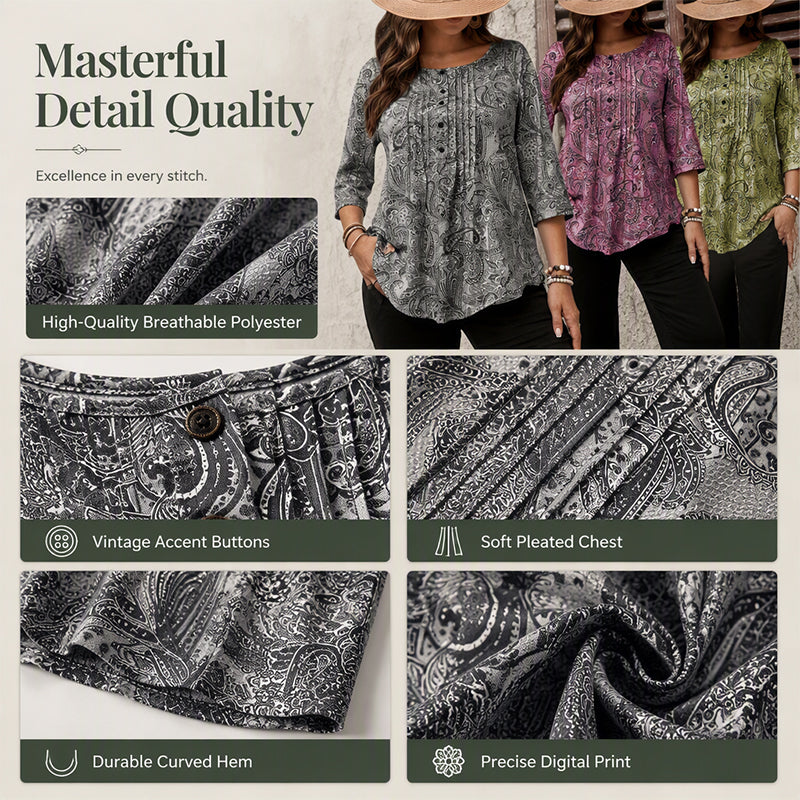 Women's Plus Size Paisley Print Blouse