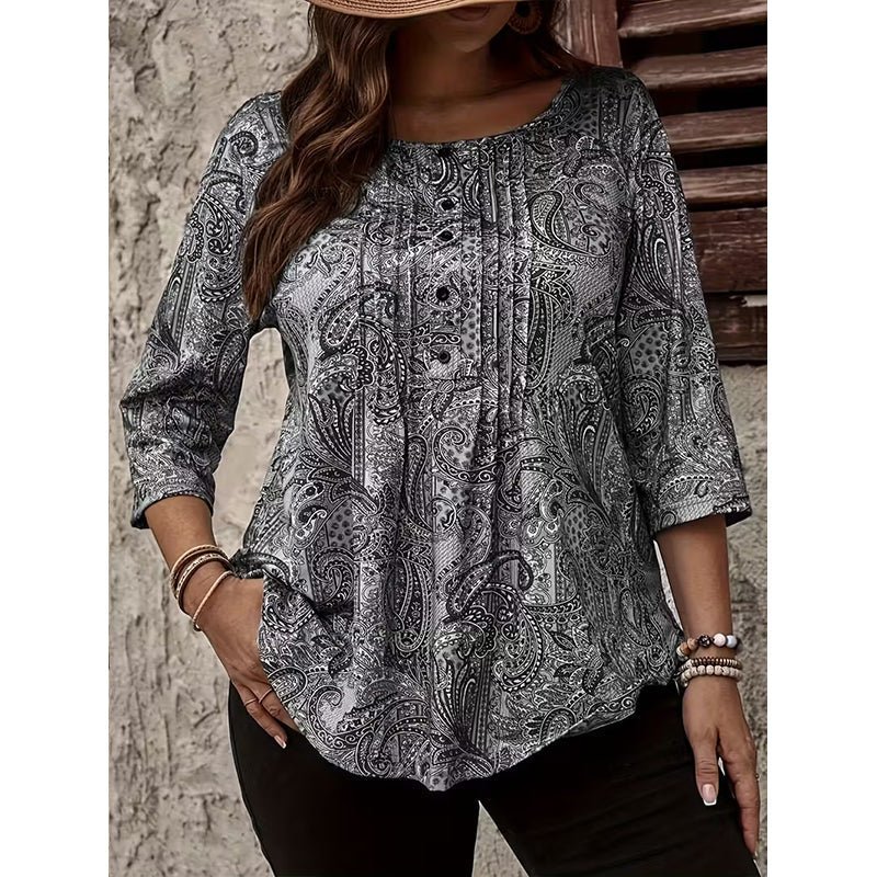 Women's Plus Size Paisley Print Blouse