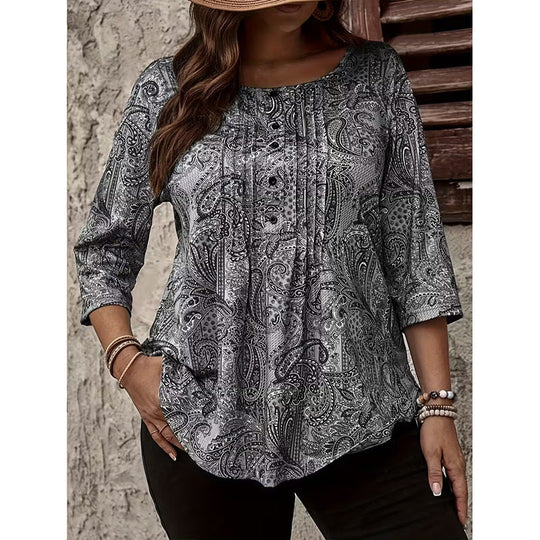 Women's Plus Size Paisley Print Blouse
