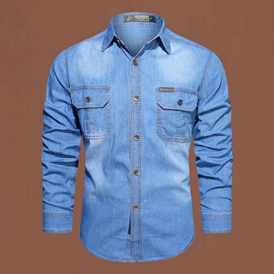 Bestseller🏆👔 Classic Cotton Shirt with Denim Aesthetic – Relaxed Silhouette & Timeless Style for Everyday Wear