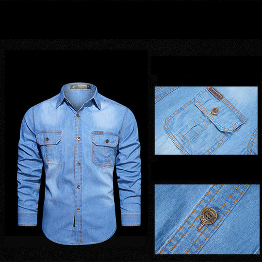 Bestseller🏆👔 Classic Cotton Shirt with Denim Aesthetic – Relaxed Silhouette & Timeless Style for Everyday Wear