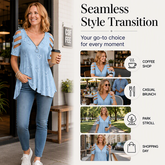 Bestseller💕 Cold Shoulder Tee – Trendy Cutout & Easy Pairing for Every Look