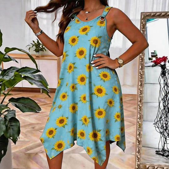 ✨🛍️Fresh Drop - Daisy Print Sleeveless Maxi – Breathable Comfort & Effortless Vacation Vibes 🍃