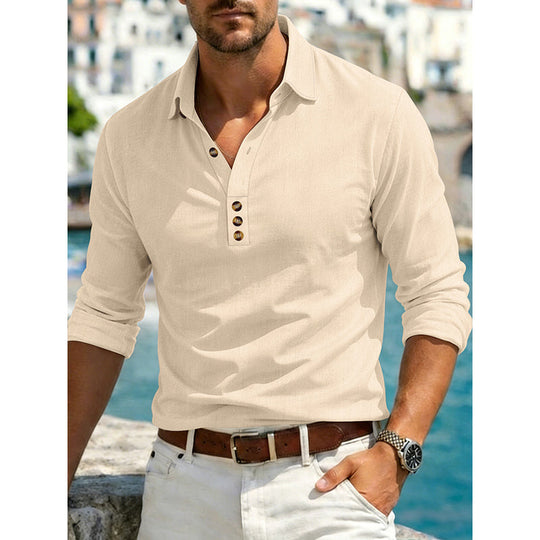 Men's Long Sleeve Button-Up Collared Shirt