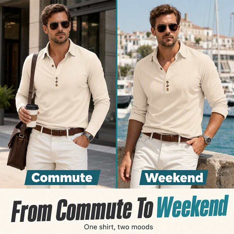 Men's Long Sleeve Button-Up Collared Shirt
