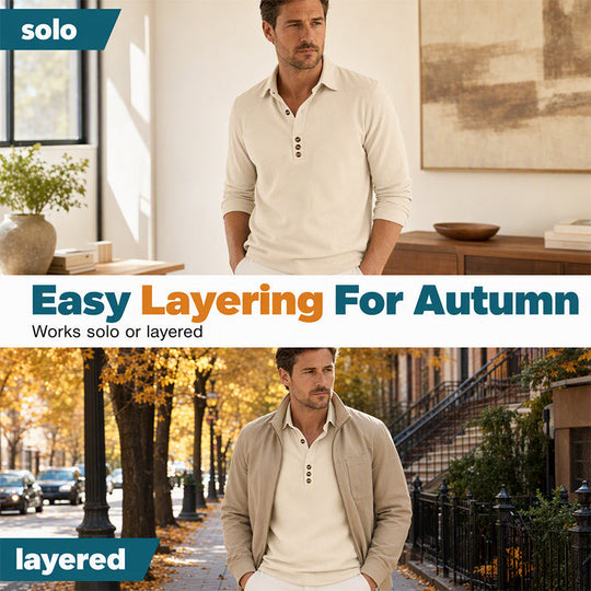 Men's Long Sleeve Button-Up Collared Shirt
