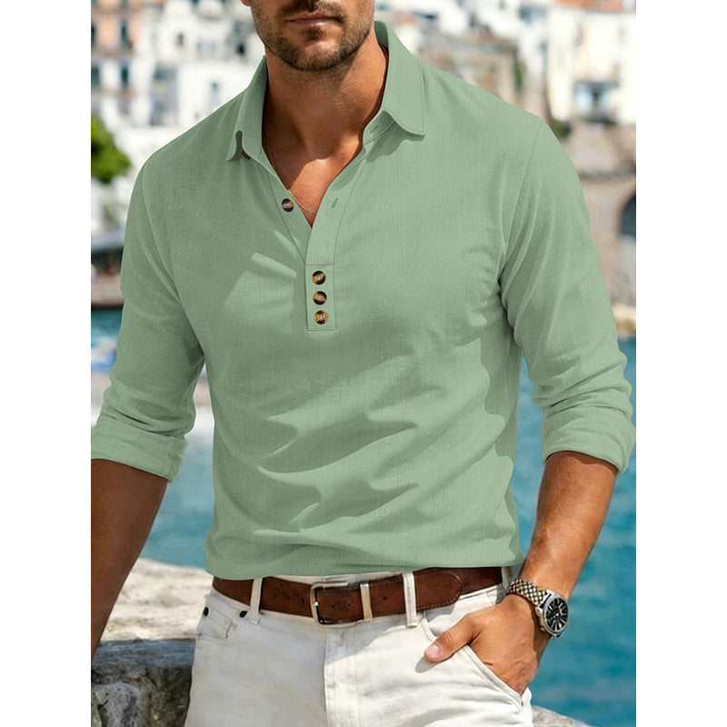 Men's Long Sleeve Button-Up Collared Shirt