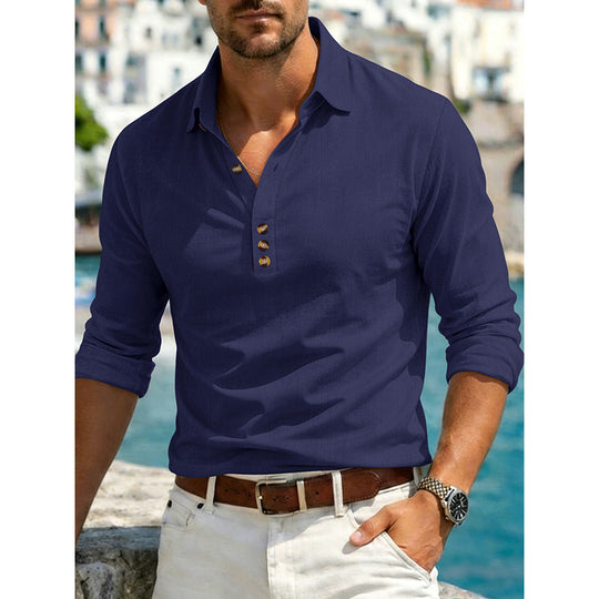 Men's Long Sleeve Button-Up Collared Shirt