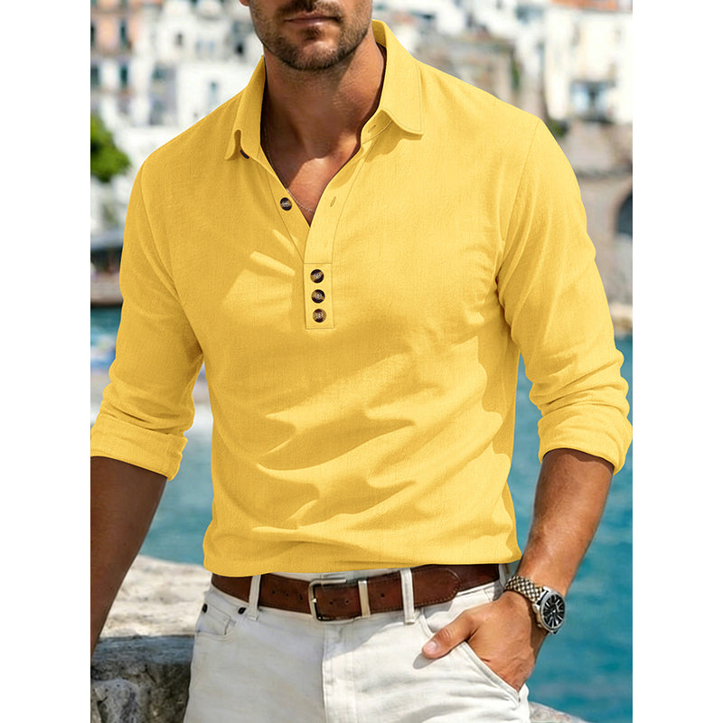 Men's Long Sleeve Button-Up Collared Shirt