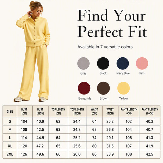 🌸💖Women's Button-Down Cardigan & Wide-Leg Pants Set
