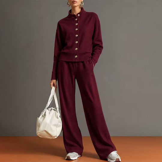 🌸💖Women's Button-Down Cardigan & Wide-Leg Pants Set