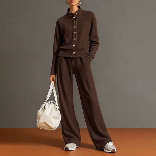 🌸💖Women's Button-Down Cardigan & Wide-Leg Pants Set