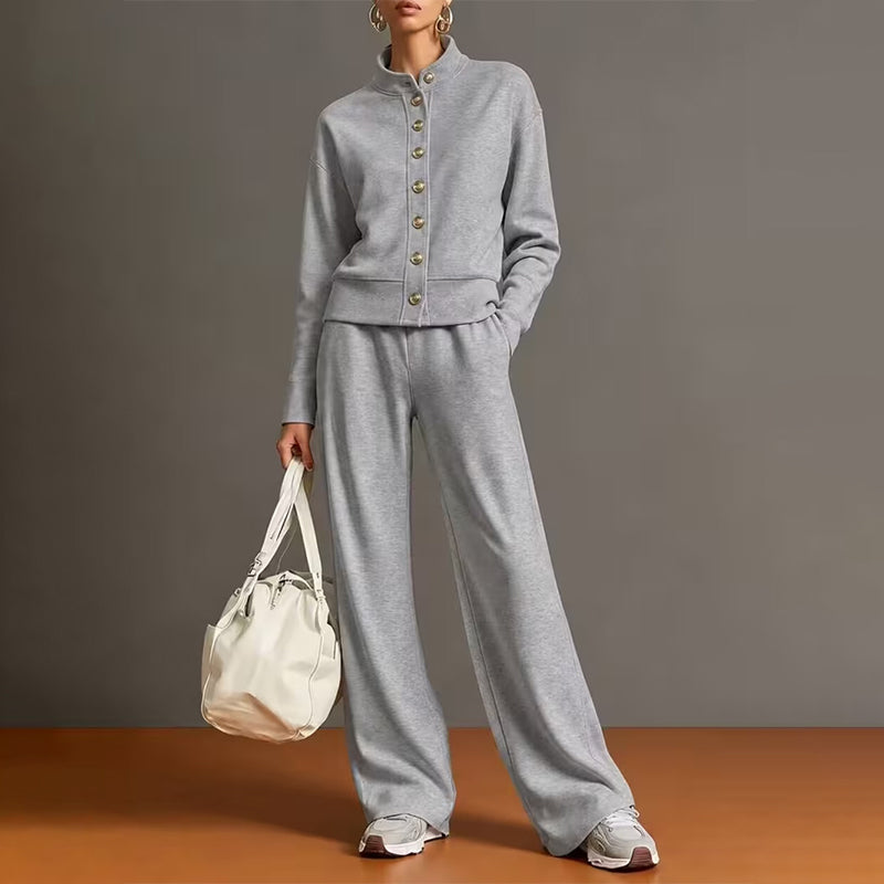 🌸💖Women's Button-Down Cardigan & Wide-Leg Pants Set