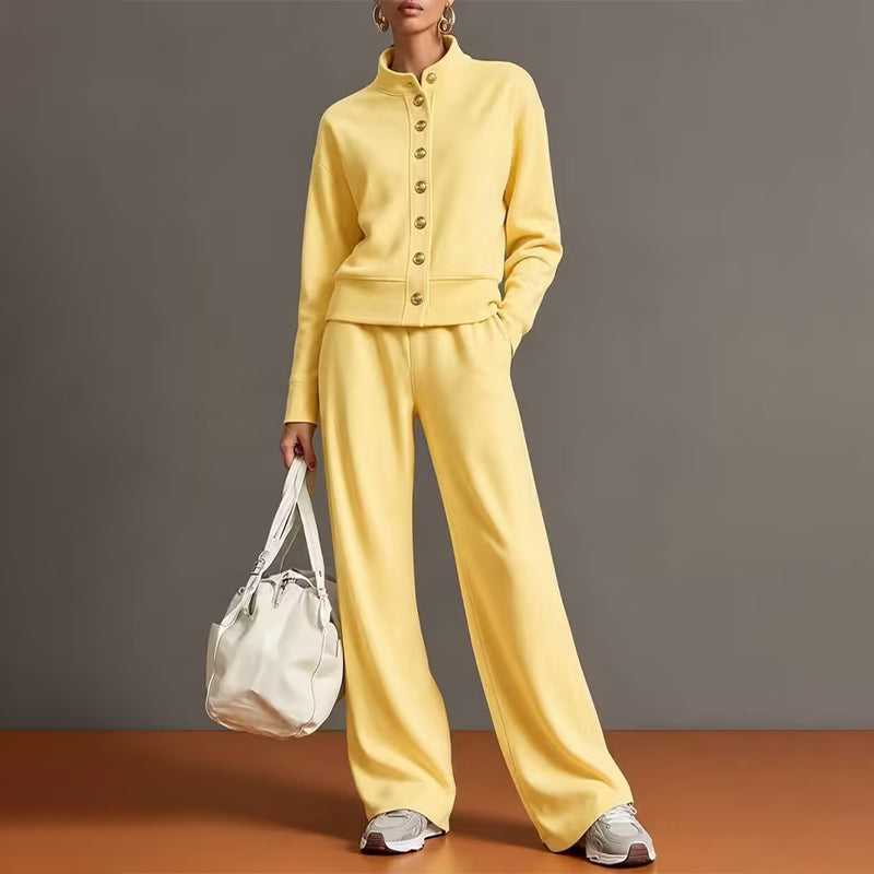 🌸💖Women's Button-Down Cardigan & Wide-Leg Pants Set